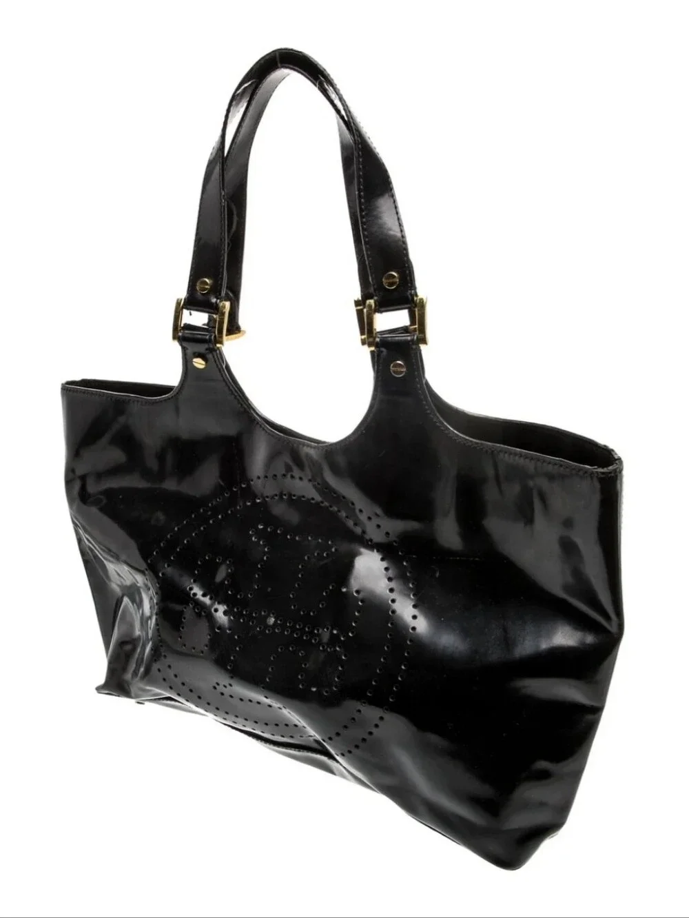 Tory Burch Authentic Black Patent Leather Top Handle Bag